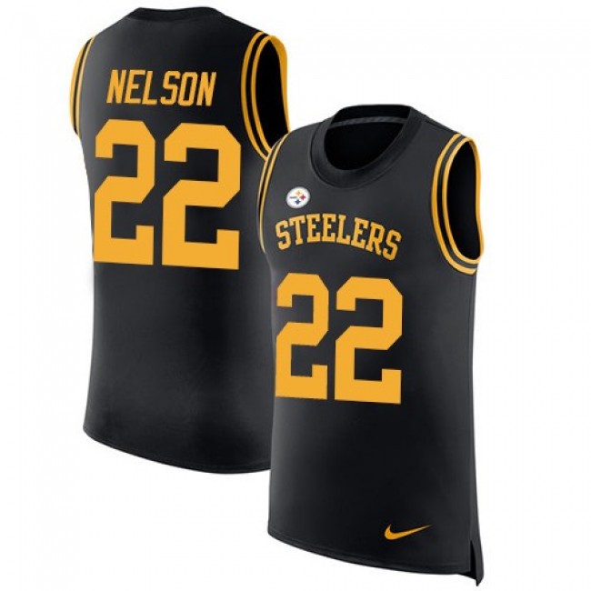 Nike Steelers #22 Steven Nelson Black Team Color Men's Stitched NFL Limited Rush Tank Top Jersey