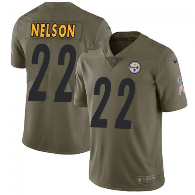 Nike Steelers #22 Steven Nelson Olive Men's Stitched NFL Limited 2017 Salute to Service Jersey