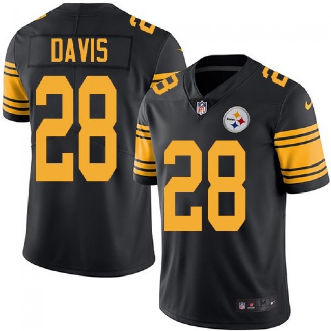Pittsburgh Steelers #28 Sean Davis Black Youth Stitched NFL Limited Rush Jersey