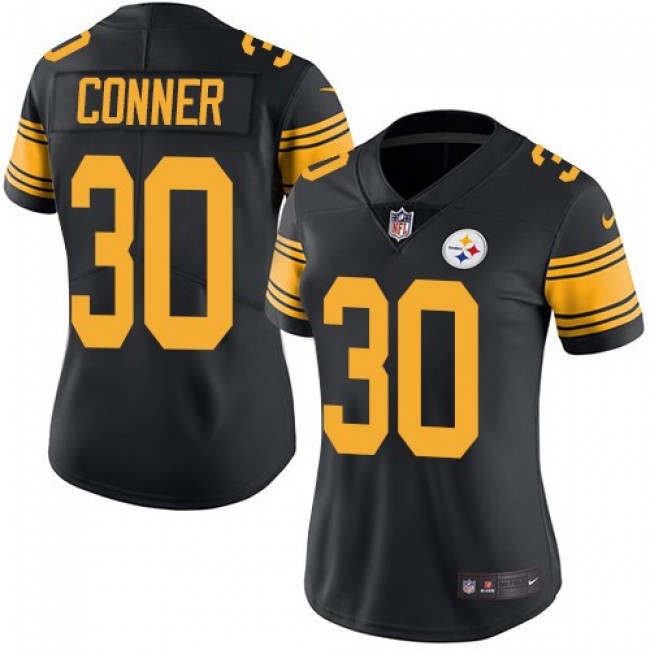 Women's Steelers #30 James Conner Black Stitched NFL Limited Rush Jersey