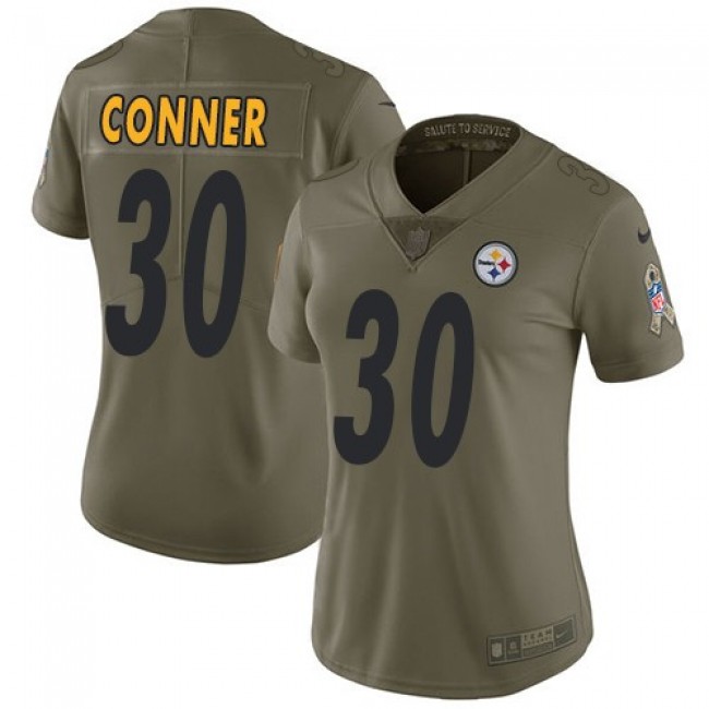 Women's Steelers #30 James Conner Olive Stitched NFL Limited 2017 Salute to Service Jersey
