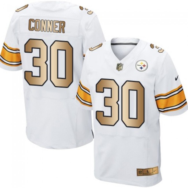 Nike Steelers #30 James Conner White Men's Stitched NFL Elite Gold Jersey