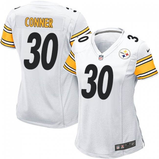 Women's Steelers #30 James Conner White Stitched NFL Elite Jersey