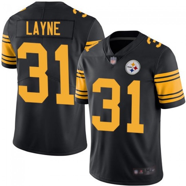 Nike Steelers #31 Justin Layne Black Men's Stitched NFL Limited Rush Jersey