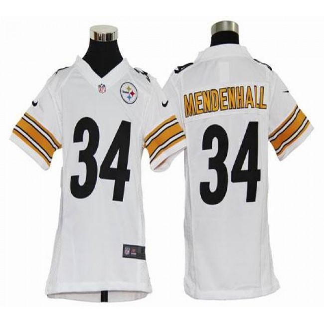 Pittsburgh Steelers #34 Rashard Mendenhall White Youth Stitched NFL Elite Jersey