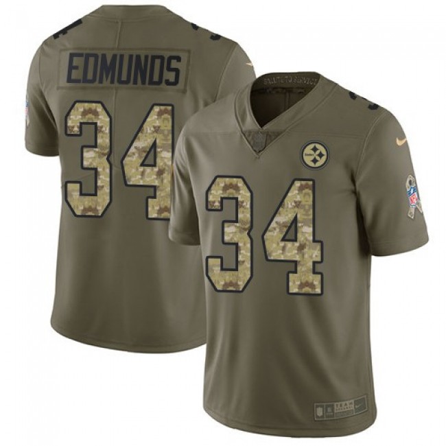 Nike Steelers #34 Terrell Edmunds Olive/Camo Men's Stitched NFL Limited 2017 Salute To Service Jersey