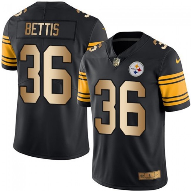 Nike Steelers #36 Jerome Bettis Black Men's Stitched NFL Limited Gold Rush Jersey
