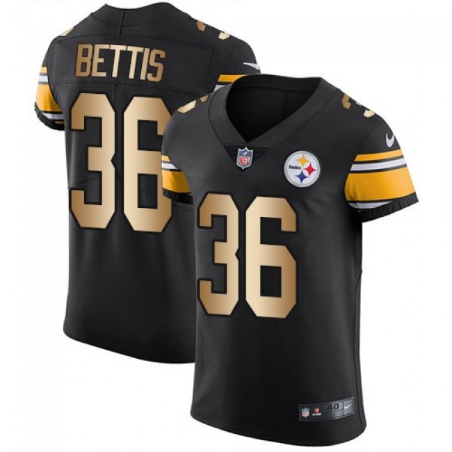Nike Steelers #36 Jerome Bettis Black Team Color Men's Stitched NFL Elite Gold Jersey