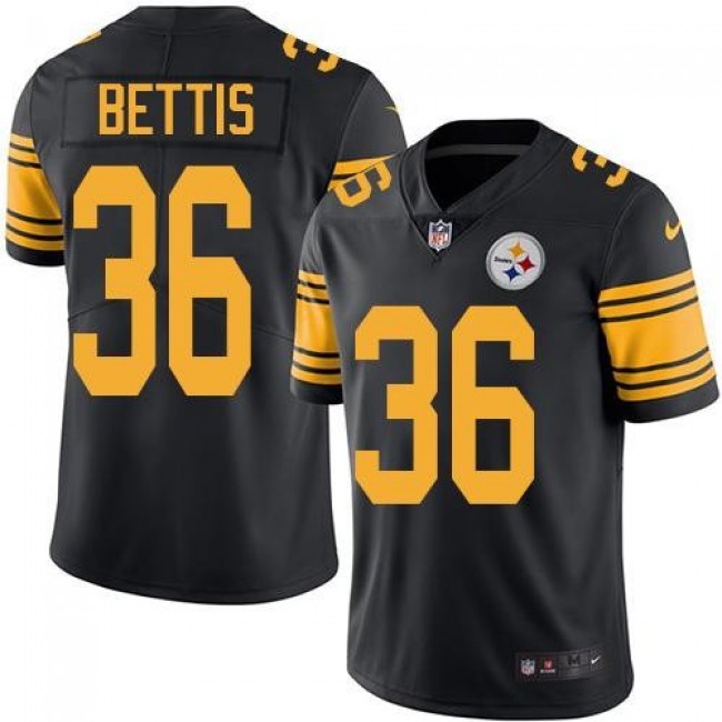 ركستار Nike Pittsburgh Steelers #36 Jerome Bettis Black With Yellow Elite Jersey عروب