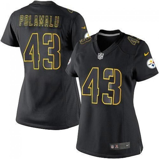 Women's Steelers #43 Troy Polamalu Black Impact Stitched NFL Limited Jersey