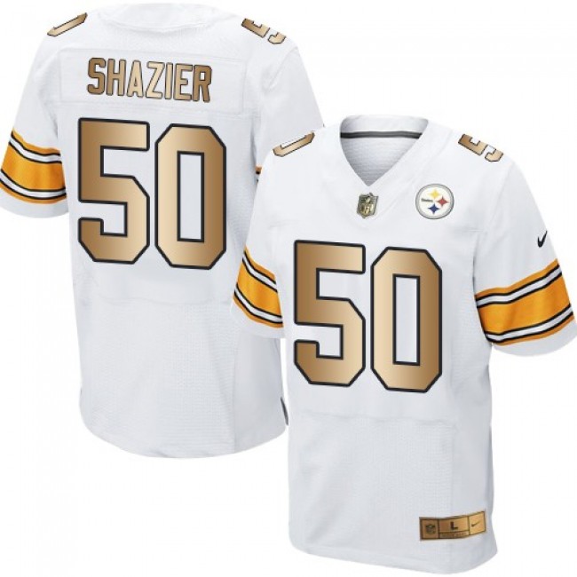 Nike Steelers #50 Ryan Shazier White Men's Stitched NFL Elite Gold Jersey