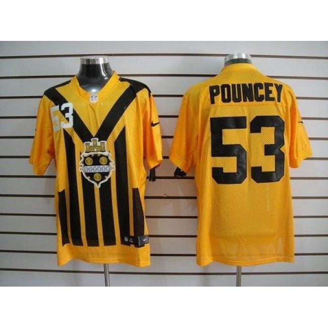 Nike Steelers #53 Maurkice Pouncey Gold 1933s Throwback Men's Embroidered NFL Elite Jersey