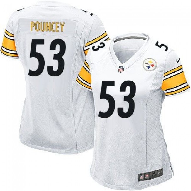 Women's Steelers #53 Maurkice Pouncey White Stitched NFL Elite Jersey