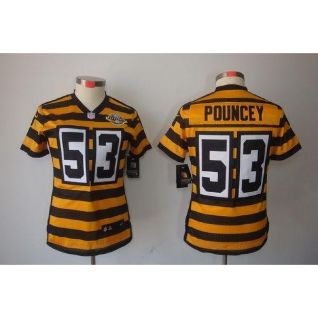 Women's Steelers #53 Maurkice Pouncey Yellow Black Alternate Stitched NFL Limited Jersey