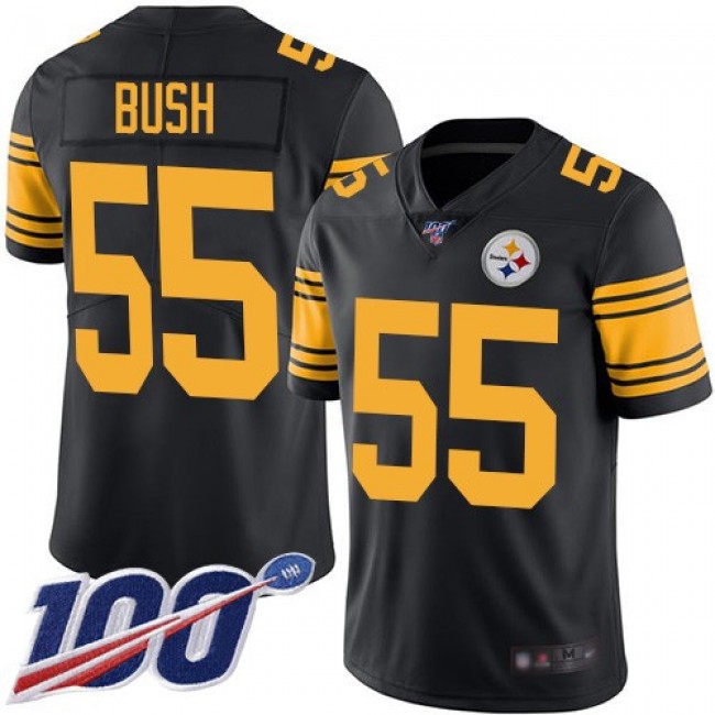 Nike Steelers #55 Devin Bush Black Men's Stitched NFL Limited Rush 100th Season Jersey