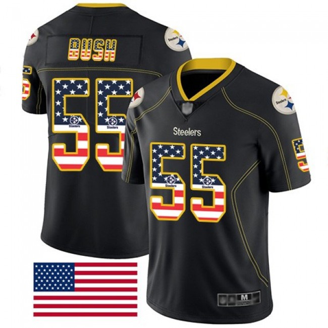 Nike Steelers #55 Devin Bush Black Men's Stitched NFL Limited Rush USA Flag Jersey