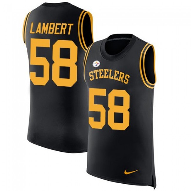 Nike Steelers #58 Jack Lambert Black Team Color Men's Stitched NFL Limited Rush Tank Top Jersey