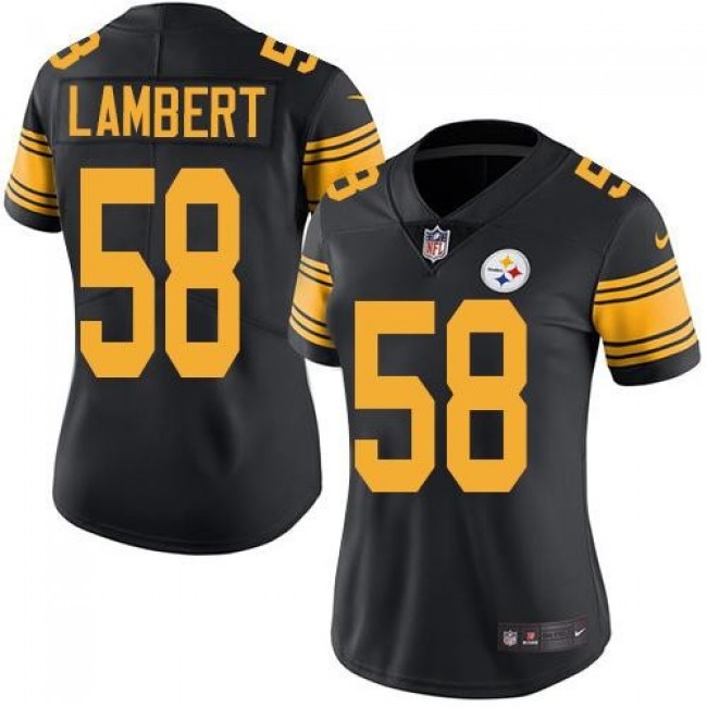 Women's Steelers #58 Jack Lambert Black Stitched NFL Limited Rush Jersey