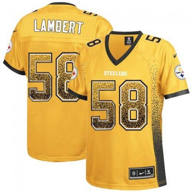 Women's Steelers #58 Jack Lambert Gold Stitched NFL Elite Drift Jersey