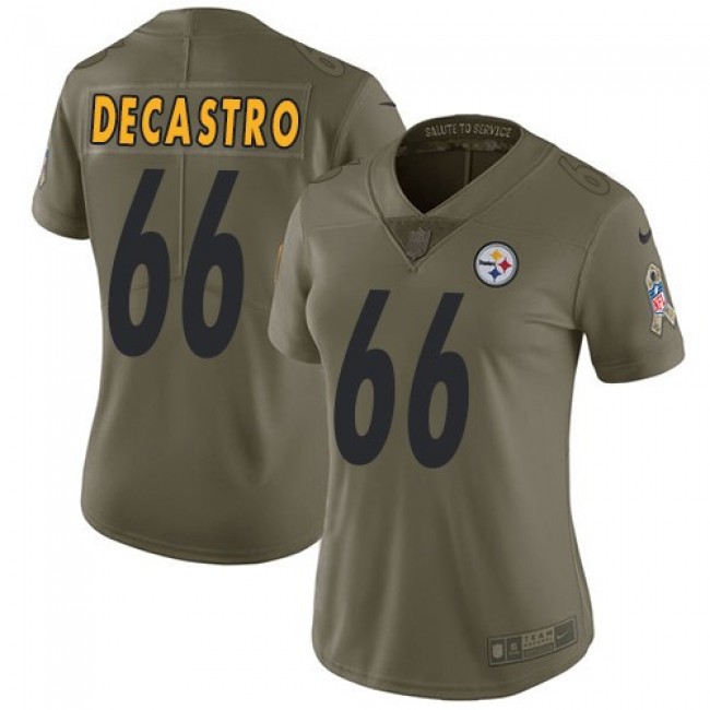 Women's Steelers #66 David DeCastro Olive Stitched NFL Limited 2017 Salute to Service Jersey