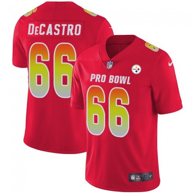 Nike Steelers #66 David DeCastro Red Men's Stitched NFL Limited AFC 2018 Pro Bowl Jersey