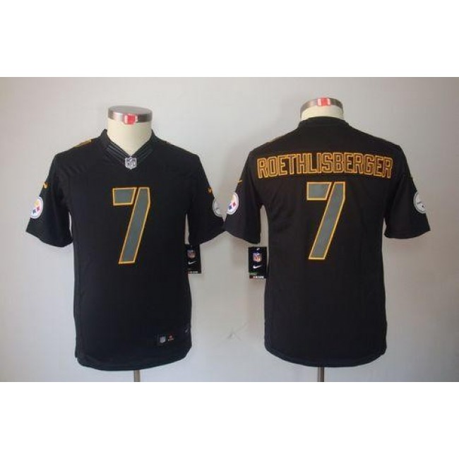 Pittsburgh Steelers #7 Ben Roethlisberger Black Impact Youth Stitched NFL Limited Jersey