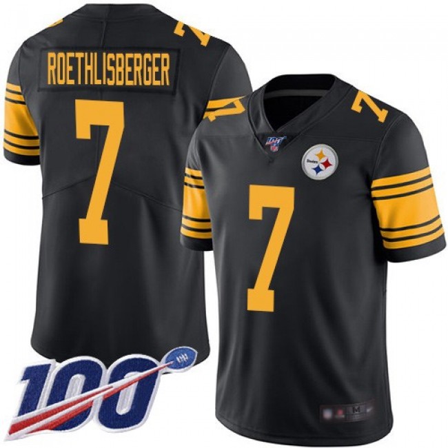 Nike Steelers #7 Ben Roethlisberger Black Men's Stitched NFL Limited Rush 100th Season Jersey