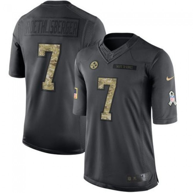 Pittsburgh Steelers #7 Ben Roethlisberger Black Youth Stitched NFL Limited 2016 Salute to Service Jersey