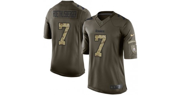 حركة Men's Pittsburgh Steelers #7 Ben Roethlisberger Green Salute To Service 2015 NFL Nike Limited Jersey ماركة سفنتي فايف