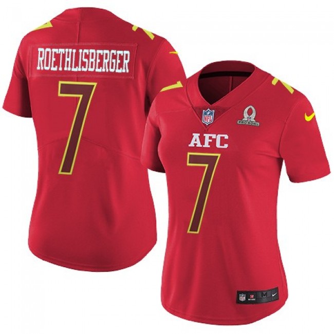 Women's Steelers #7 Ben Roethlisberger Red Stitched NFL Limited AFC 2017 Pro Bowl Jersey