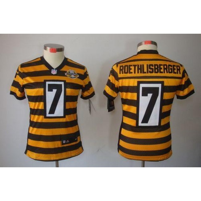 Women's Steelers #7 Ben Roethlisberger Yellow Black Alternate Stitched NFL Limited Jersey