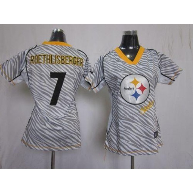 Women's Steelers #7 Ben Roethlisberger Zebra Stitched NFL Elite Jersey