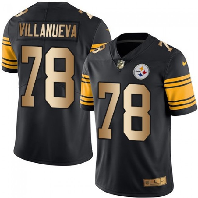 Nike Steelers #78 Alejandro Villanueva Black Men's Stitched NFL Limited Gold Rush Jersey