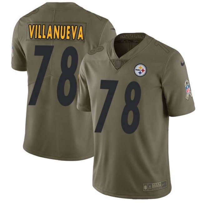 Pittsburgh Steelers #78 Alejandro Villanueva Olive Youth Stitched NFL Limited 2017 Salute to Service Jersey