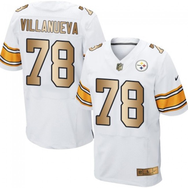 Nike Steelers #78 Alejandro Villanueva White Men's Stitched NFL Elite Gold Jersey