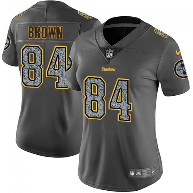 تبييض Women's Pittsburgh Steelers #84 Antonio Brown Gray Gridiron Nike NFL Limited Jersey سنحاب