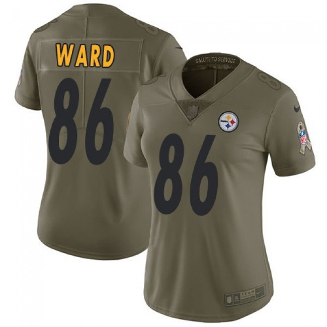 Women's Steelers #86 Hines Ward Olive Stitched NFL Limited 2017 Salute to Service Jersey