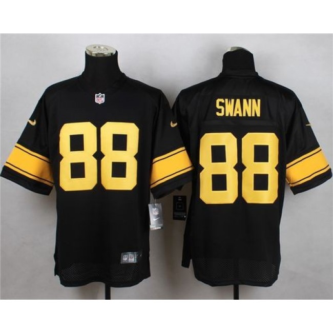 Nike Steelers #88 Lynn Swann Black(Gold No.) Men's Stitched NFL Elite Jersey