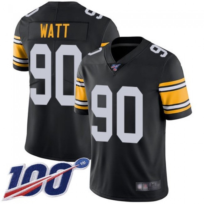 Nike Steelers #90 T. J. Watt Black Alternate Men's Stitched NFL 100th Season Vapor Limited Jersey