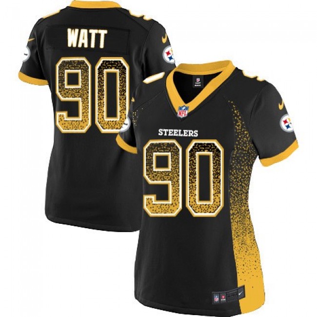 Women's Steelers #90 T. J. Watt Black Team Color Stitched NFL Elite Drift Jersey