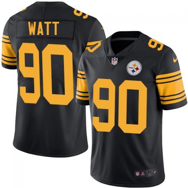 Pittsburgh Steelers #90 T. J. Watt Black Youth Stitched NFL Limited Rush Jersey