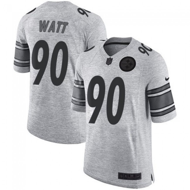 Nike Steelers #90 T. J. Watt Gray Men's Stitched NFL Limited Gridiron Gray II Jersey