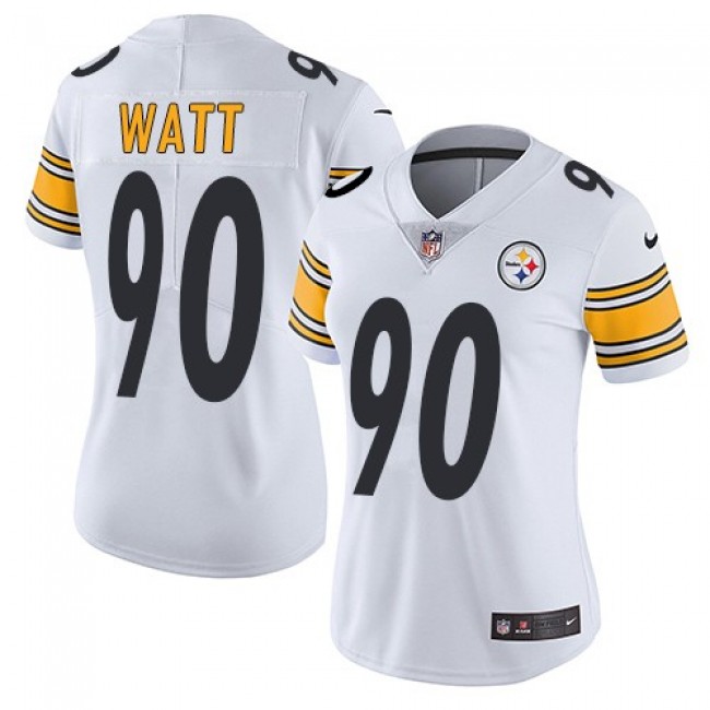 Women's Steelers #90 T. J. Watt White Stitched NFL Vapor Untouchable Limited Jersey