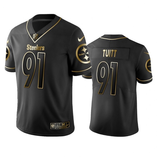 Nike Steelers #91 Stephon Tuitt Black Golden Limited Edition Stitched NFL Jersey