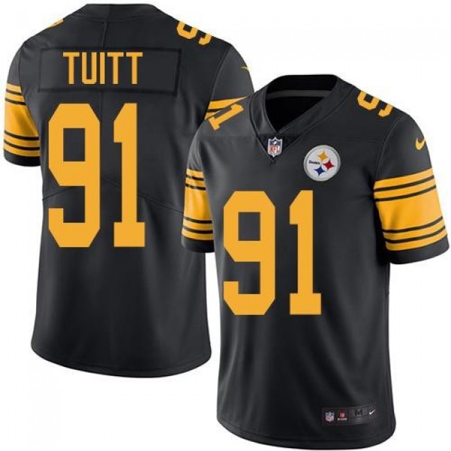 Nike Steelers #91 Stephon Tuitt Black Men's Stitched NFL Limited Rush Jersey