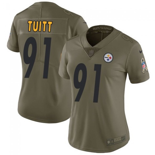Women's Steelers #91 Stephon Tuitt Olive Stitched NFL Limited 2017 Salute to Service Jersey