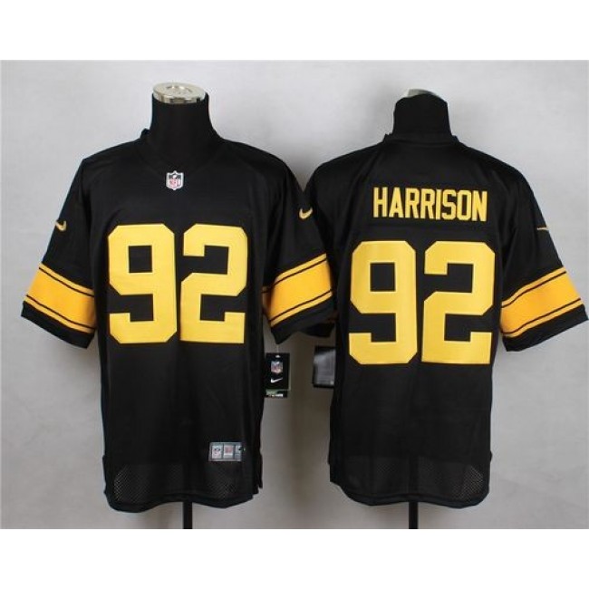 Nike Steelers #92 James Harrison Black(Gold No.) Men's Stitched NFL Elite Jersey