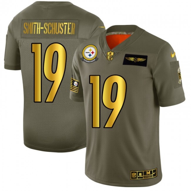 Pittsburgh Steelers #19 JuJu Smith-Schuster NFL Men's Nike Olive Gold 2019 Salute to Service Limited Jersey