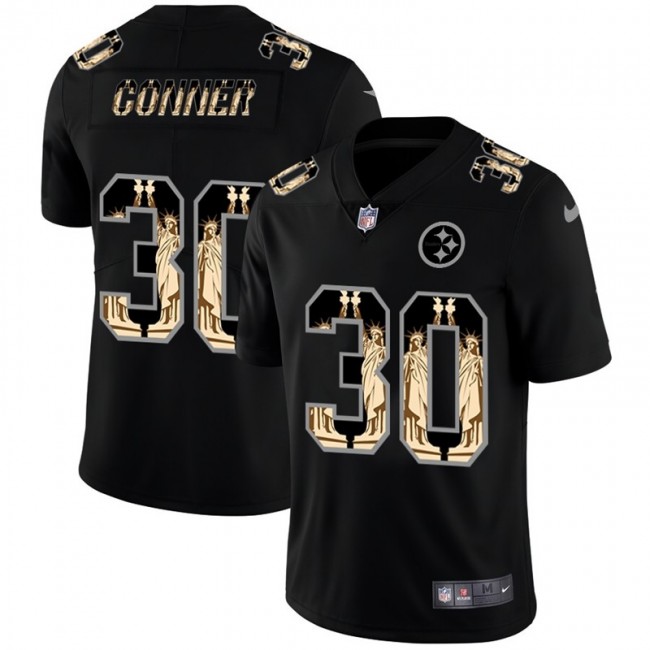 Pittsburgh Steelers #30 James Conner Carbon Black Vapor Statue Of Liberty Limited NFL Jersey