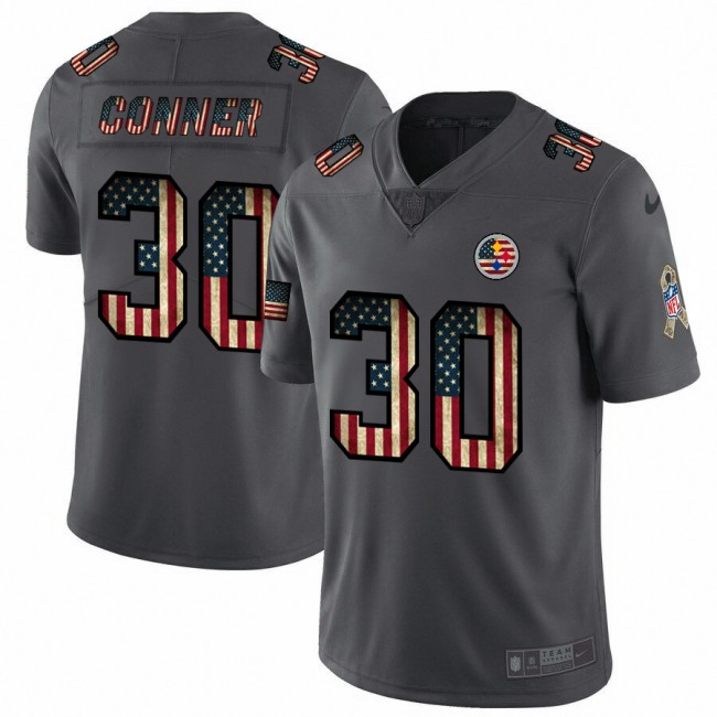 Pittsburgh Steelers #30 James Conner Nike 2018 Salute to Service Retro USA Flag Limited NFL Jersey